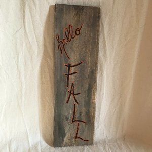 Handmade Barnwood Rustic Hello Fall wood sign